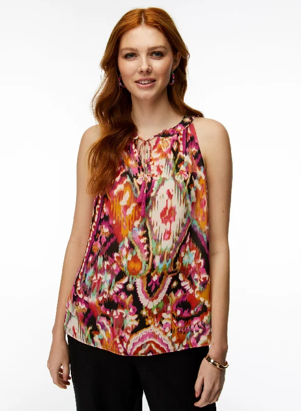 Abstract Print Sleeveless Blouse