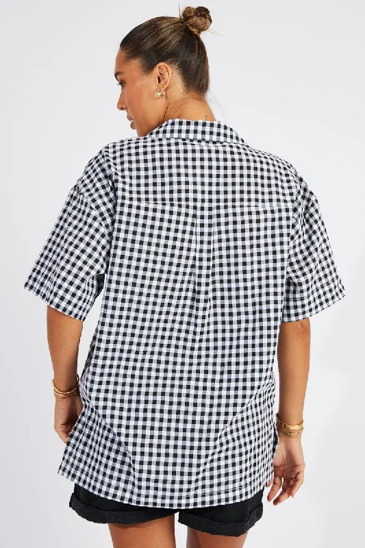 Black Check Shirt Short Sleeve