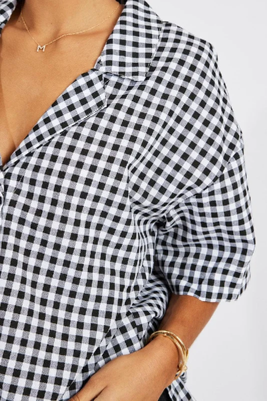 Black Check Shirt Short Sleeve