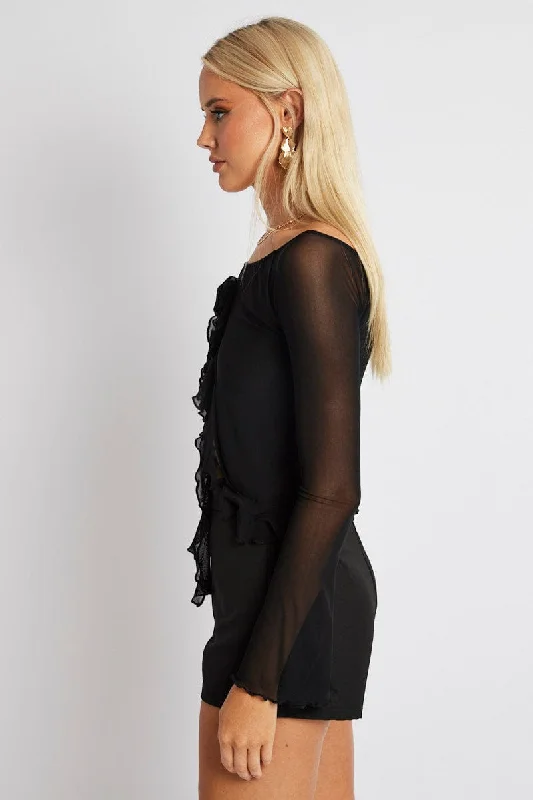 Black Off Shoulder Top Long Sleeve