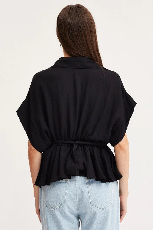 Black Shirt Top Short Sleeve