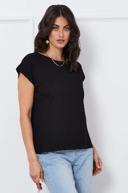 Black T Shirt Short Sleeve Crew Neck