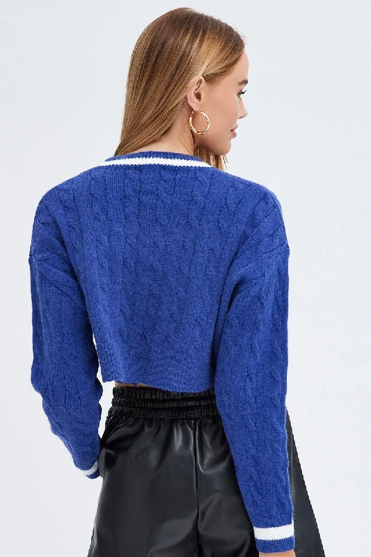 Blue Sweater Long sleeve Crew neck