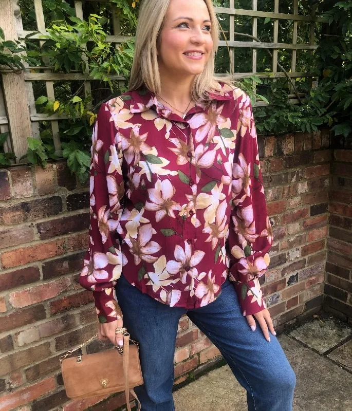 Burgundy Lottie Vintage Floral Blouse