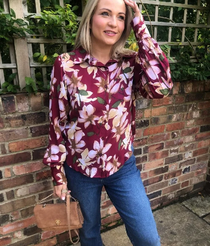 Burgundy Lottie Vintage Floral Blouse