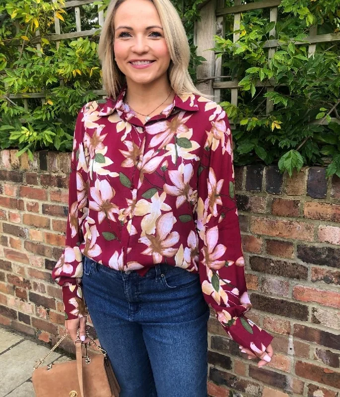 Burgundy Lottie Vintage Floral Blouse