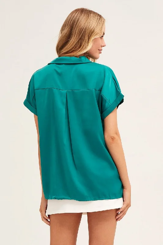 Green Short Sleeve Button Shirt