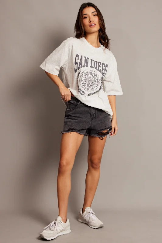 Grey Graphic Tee Short Sleeve