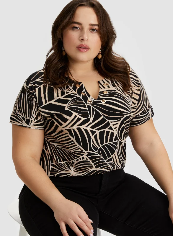 Joseph Ribkoff - Palm Leaf Print Top