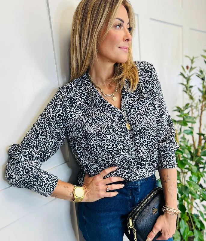 Leopard Print Popover Blouse