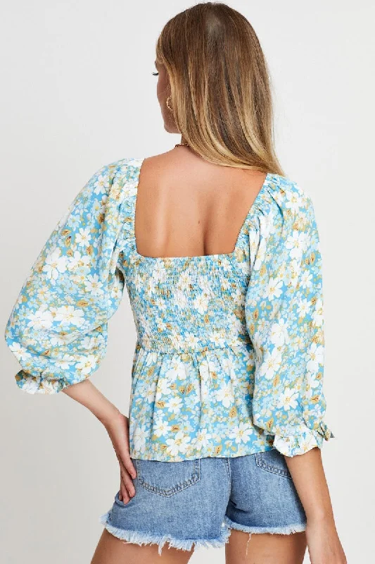 Print Smock Top Short Sleeve