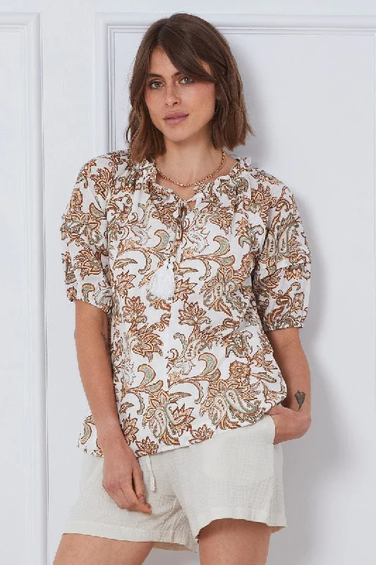 Print Top Short Sleeve Oversized