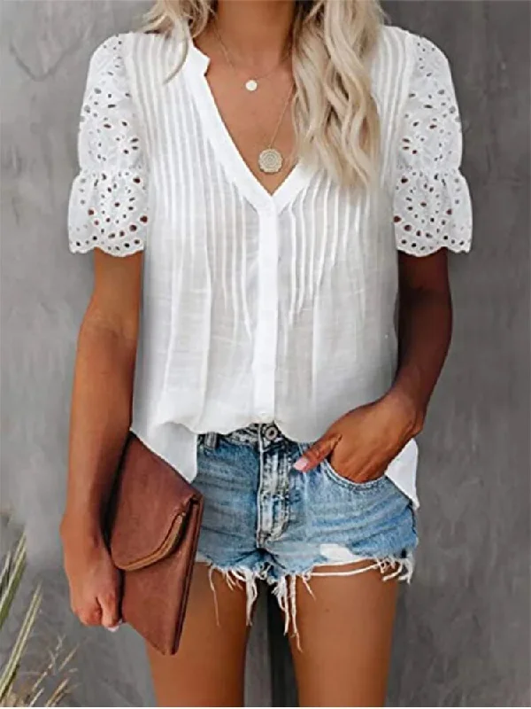 Streetwear Short Sleeve Chiffon Blouse