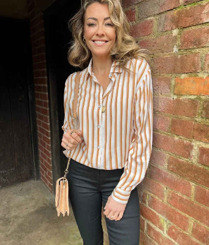 Terracotta Relaxed Striped Shirt