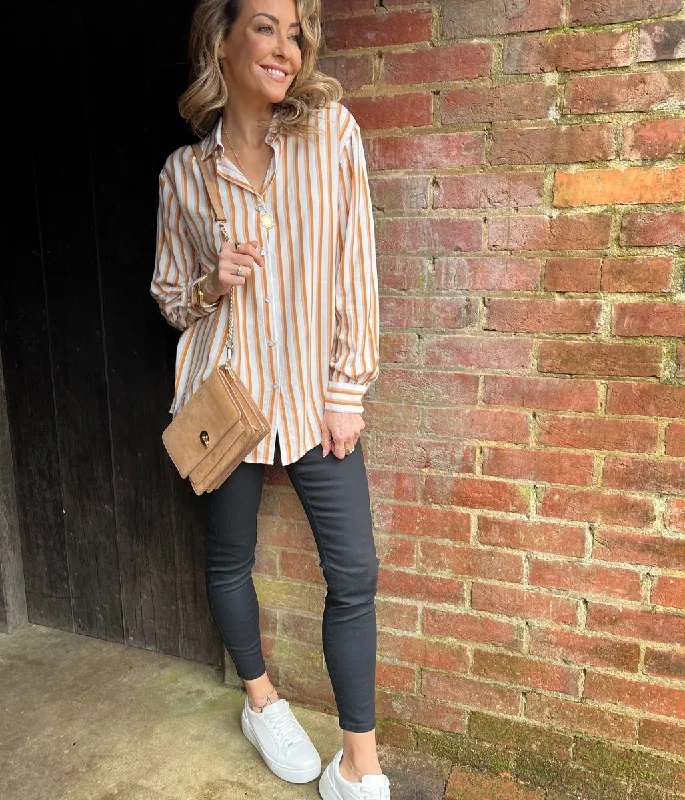 Terracotta Relaxed Striped Shirt