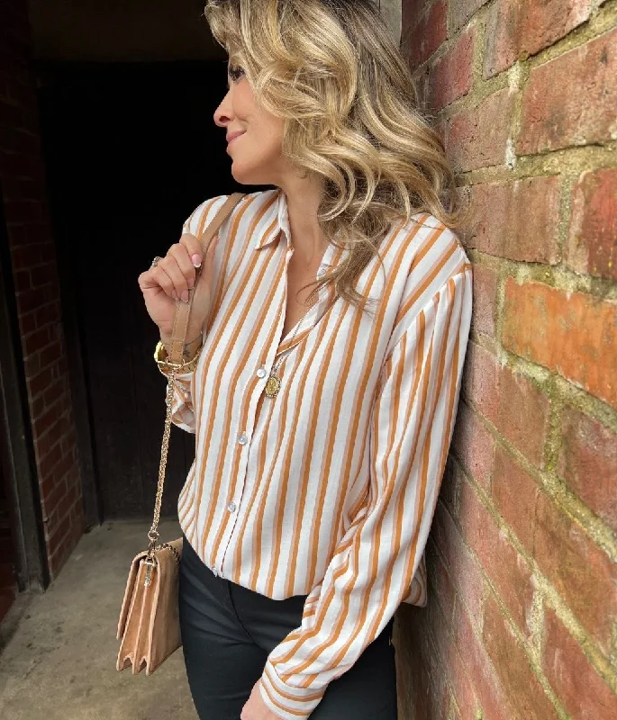 Terracotta Relaxed Striped Shirt