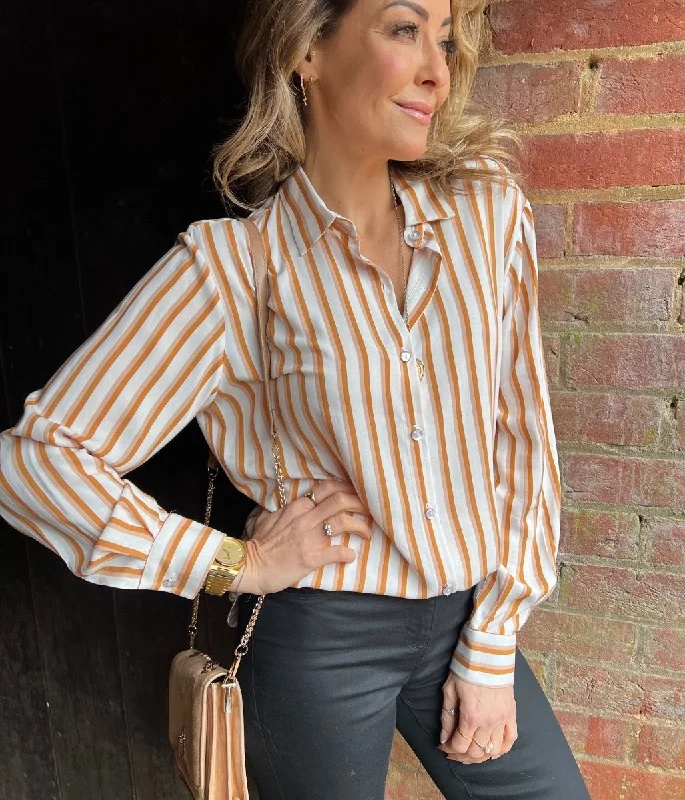 Terracotta Relaxed Striped Shirt