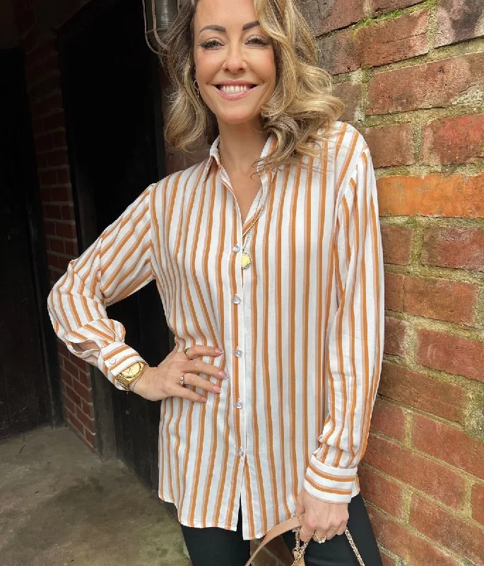 Terracotta Relaxed Striped Shirt