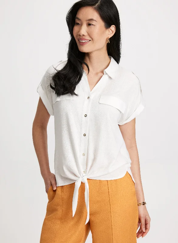 Tie Detail Button Down Blouse