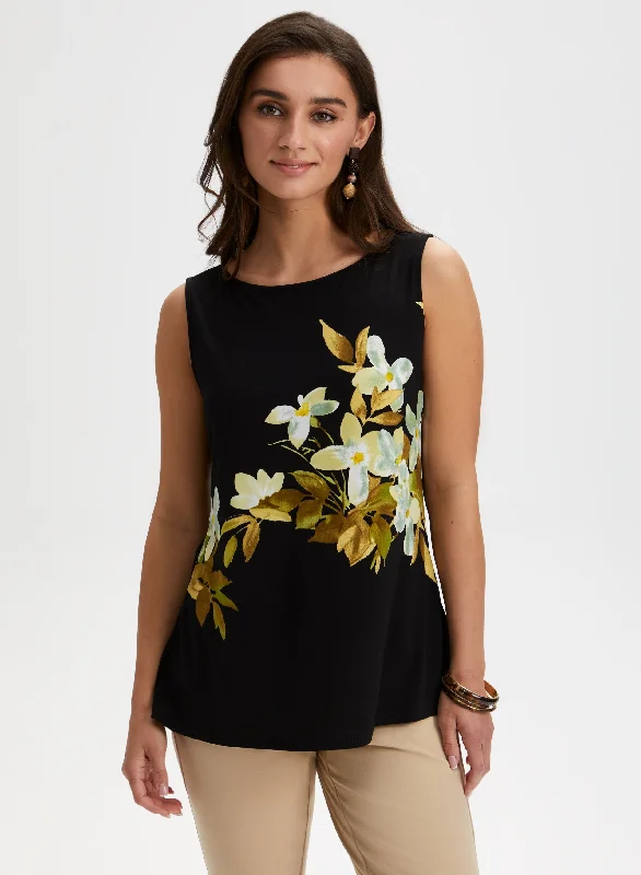 Tropical Floral Print Sleeveless Top