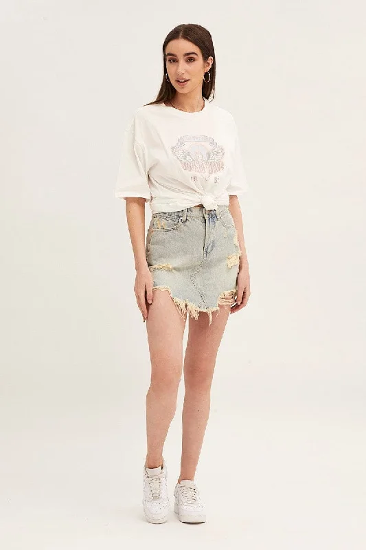 White Crew Neck Oversized Graphic T-Shirt