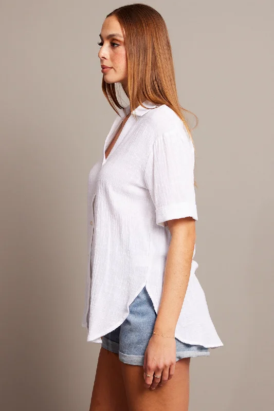 White Relaxed Shirt Short Sleeve