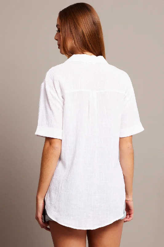 White Relaxed Shirt Short Sleeve