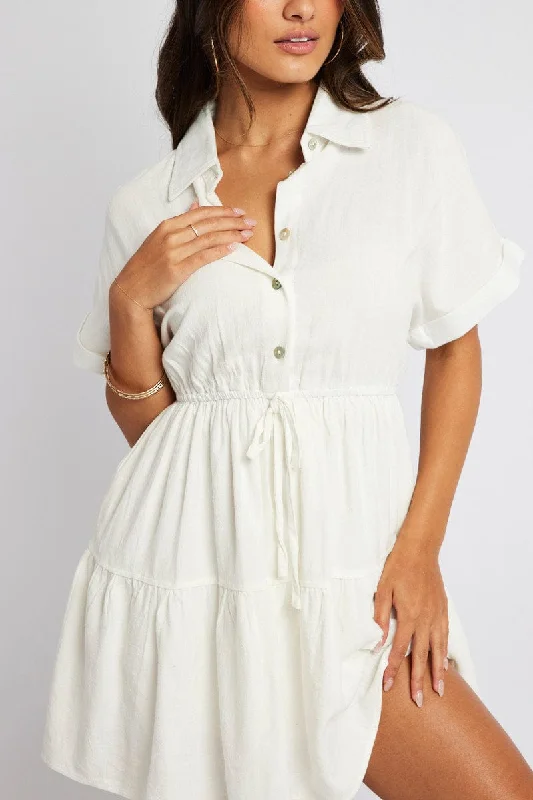 White Shirt Dress Short Sleeve