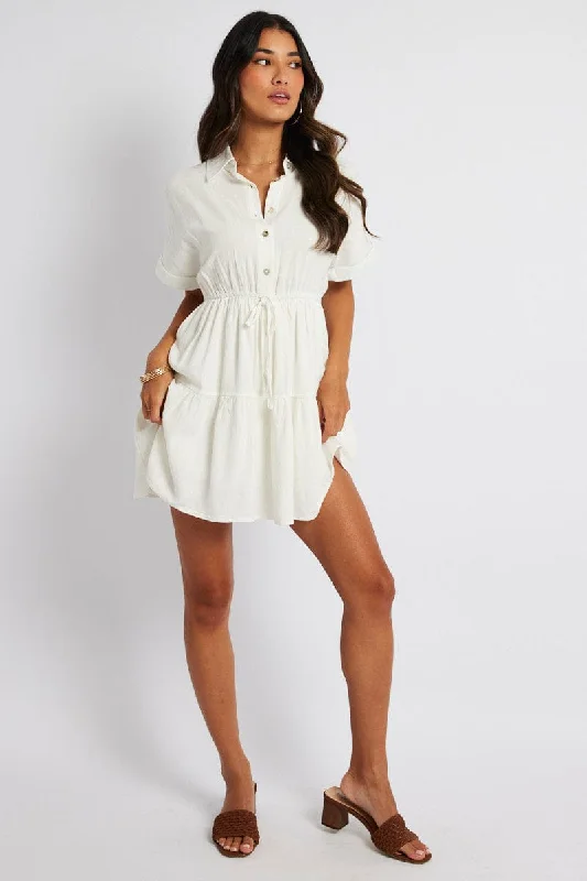 White Shirt Dress Short Sleeve