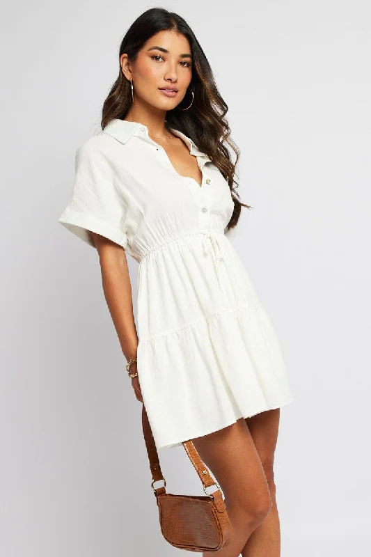 White Shirt Dress Short Sleeve