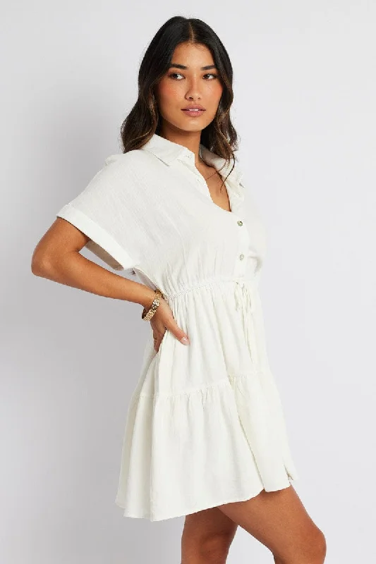 White Shirt Dress Short Sleeve