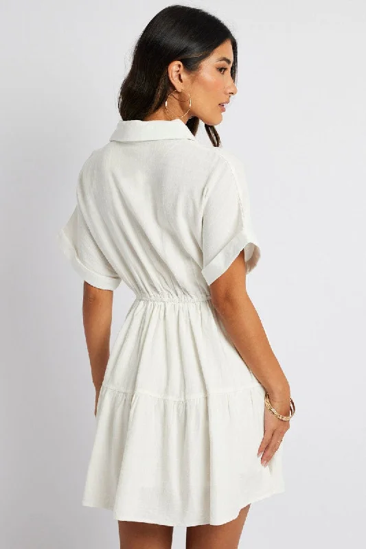 White Shirt Dress Short Sleeve