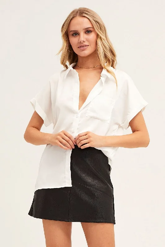 White Short Sleeve Button Shirt