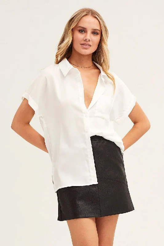 White Short Sleeve Button Shirt