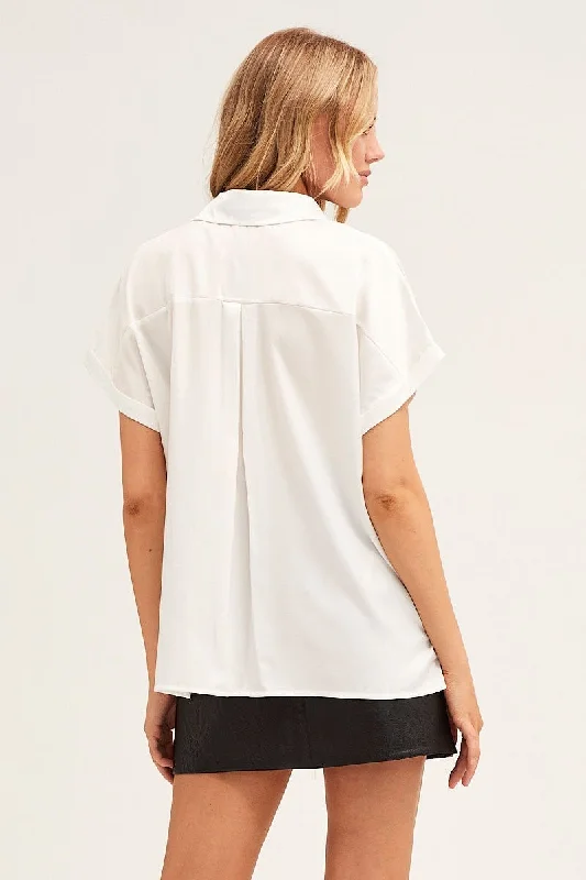 White Short Sleeve Button Shirt