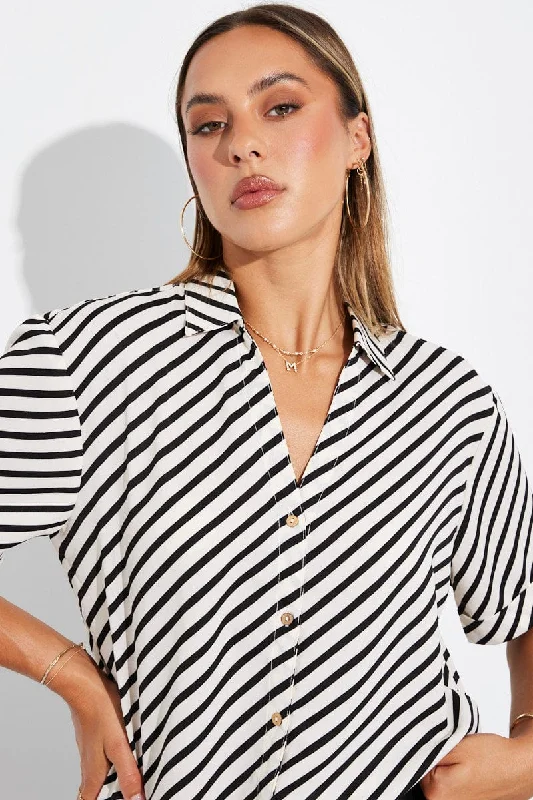 White Stripe Shirt Short Sleeve