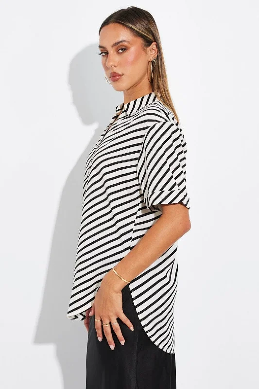 White Stripe Shirt Short Sleeve