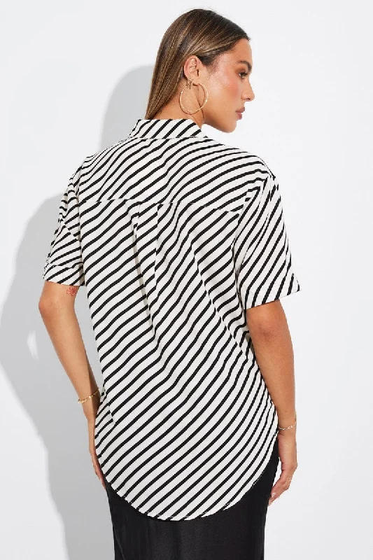 White Stripe Shirt Short Sleeve