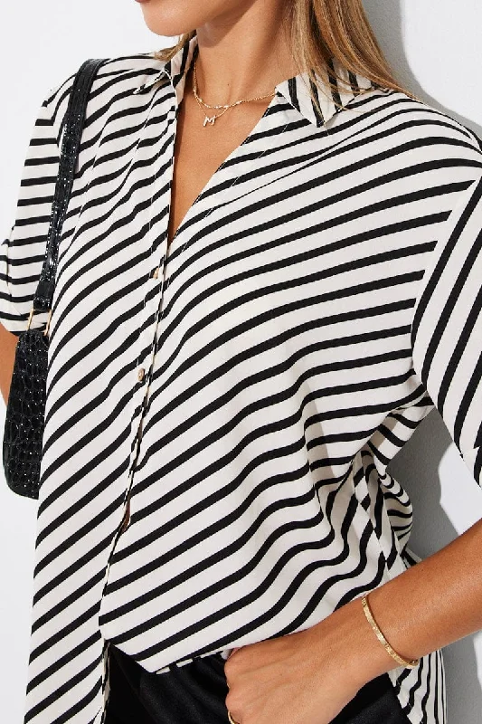 White Stripe Shirt Short Sleeve