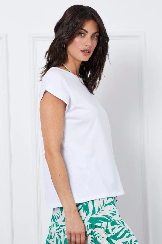 White T Shirt Short Sleeve Crew Neck