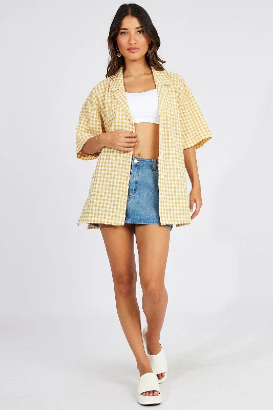 Yellow Check Shirt Short Sleeve