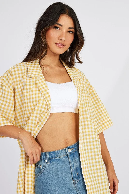 Yellow Check Shirt Short Sleeve