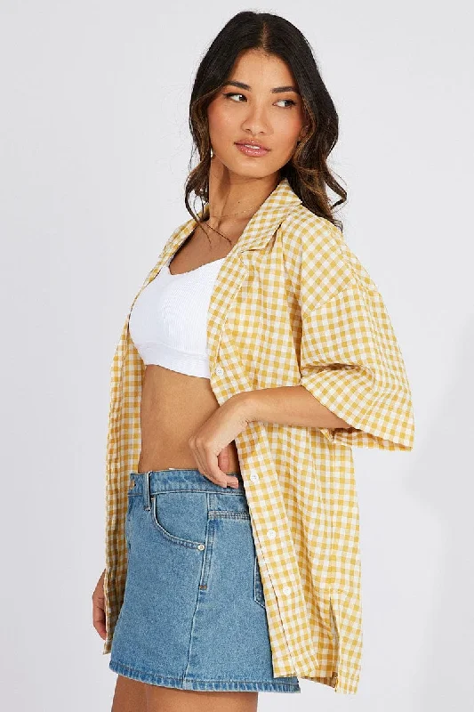 Yellow Check Shirt Short Sleeve