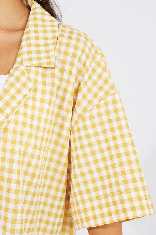 Yellow Check Shirt Short Sleeve