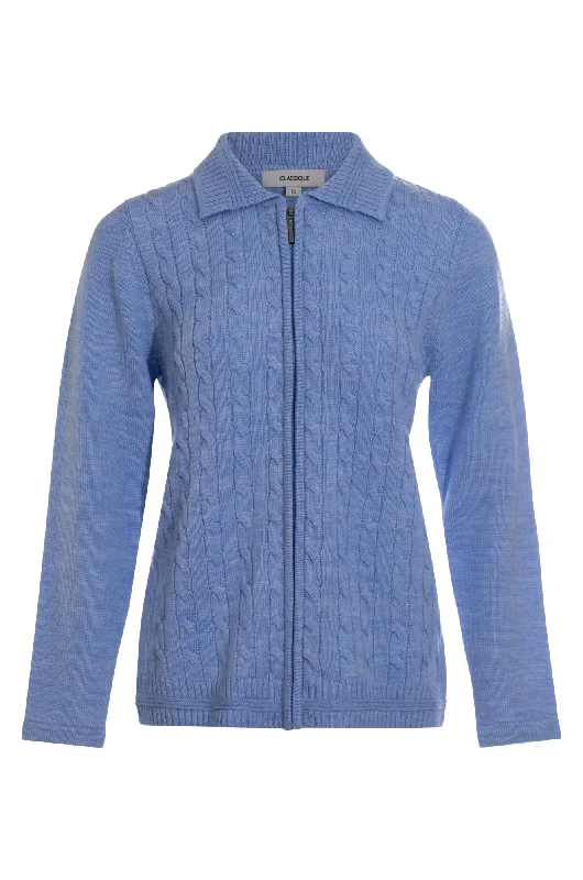 100% Wool cable knit Cardigan | SKY MARLE | 9013ZZ