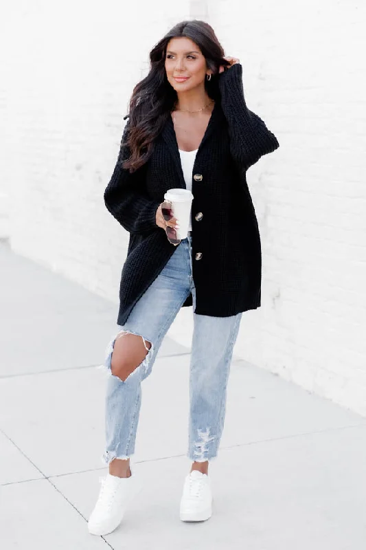 All In Theory Black Oversized Cardigan