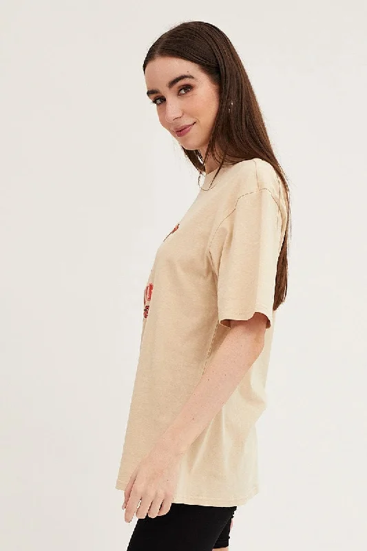 Beige Oversized T Shirt