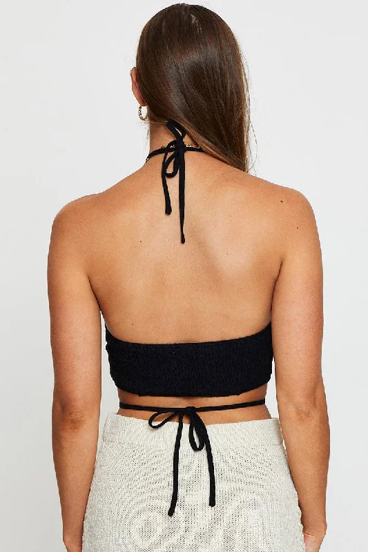 Black Halter Top Sleeveless