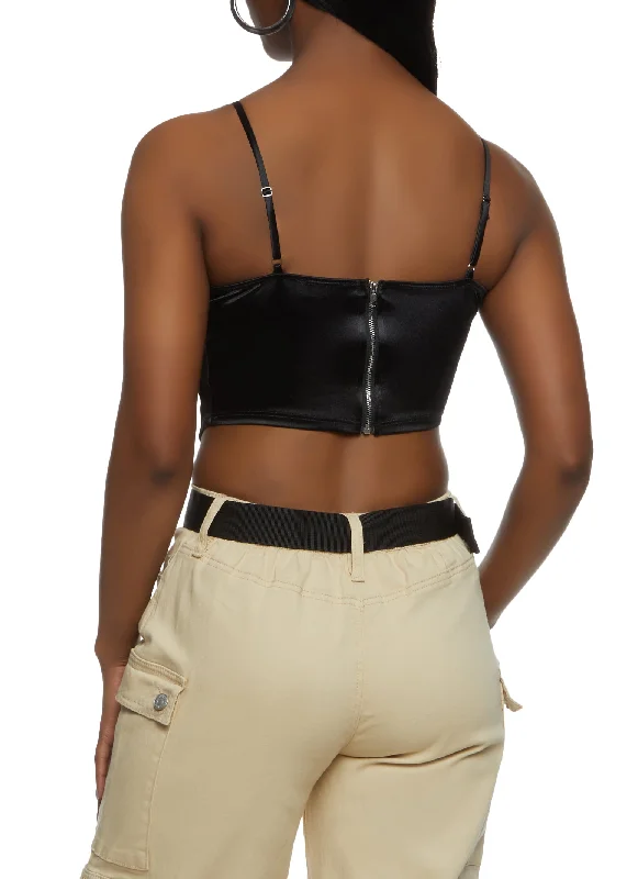 Mesh Detail Crop Bustier Top