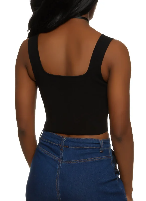 Ribbed Square Neck Corset Top